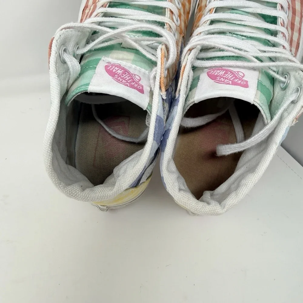 Vans Sk8-Hi Tapered Gingham Patchwork Cherries Bees High Top Sneakers M 7, W 8.5